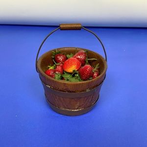 Vintage Bucket of Strawberries Decor